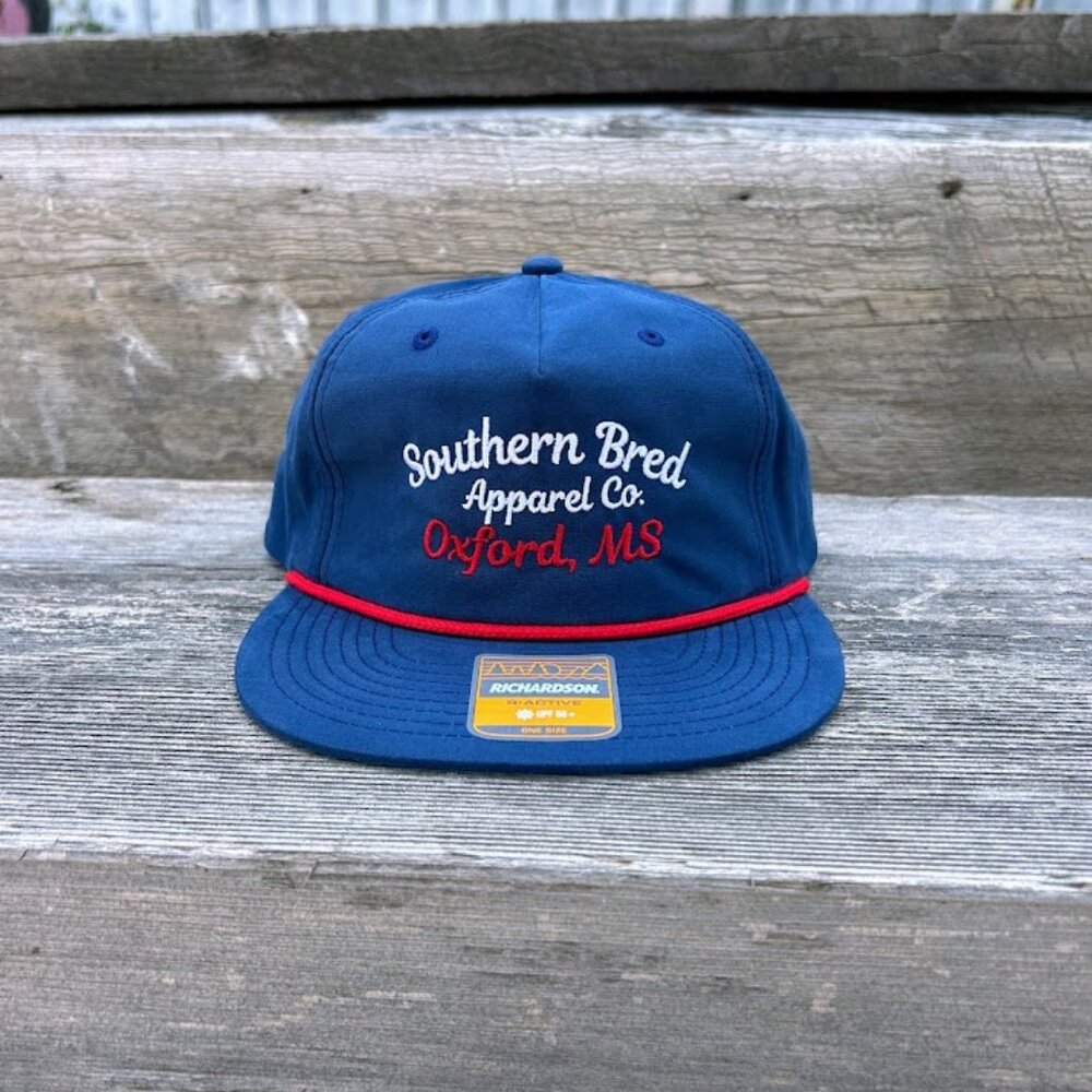 Southern Bred Apparel Co Oxford, MS Richardson 256 Navy and Red Rope Cap